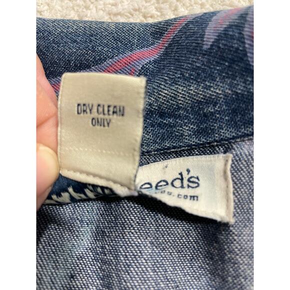 VTG Appleseed's Womens Size PM Petite Medium Floral Button Up Denim Jean Jacket - Picture 8 of 8